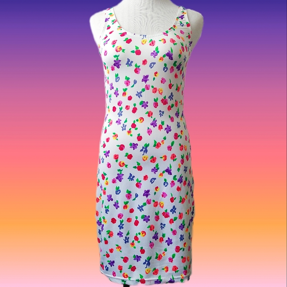 Y2K Vintage Victoria's Secret Body-con Mini Dress, Size Medium, Neon Floral